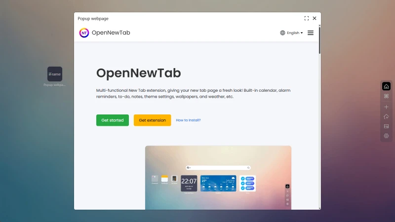 Popup webpage